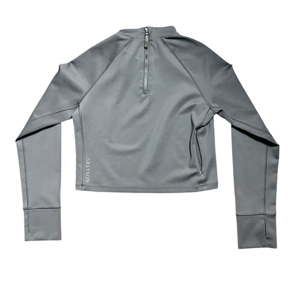 Greyson Womens Long Sleeve Nova Mock Neck Top Gray Zipper Pocket Wicking XL EUC - Picture 1 of 10